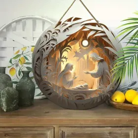 Halloween New Hot Selling Riding Broom Magical Witch Creative Wooden Printing Doors and Windows Garden Hanging Decoration (Color: 32, size: 30*30*0.5)
