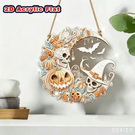 Halloween New Hot Selling Riding Broom Magical Witch Creative Wooden Printing Doors and Windows Garden Hanging Decoration (Color: 14, size: 30*30*0.5)