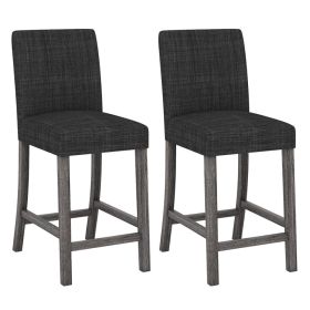 Counter Height Bar Stools Set of 2 with Back and Footrest (Color: Gray)