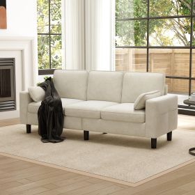 PPL 3-Seater Sofa Chair - 78" Modern Accent Chairs with Arms & Cushions, Living Room Couch with Side Pocket (Color: Beige)