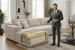 106.5" Modern Minimalist Modular Sectional Couch with Seat Cushion & Ottoman, Comfort L Shaped Sofa for Living Room, No Assembly Required