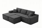 106.5" Modern Minimalist Modular Sectional Couch with Seat Cushion & Ottoman, Comfort L Shaped Sofa for Living Room, No Assembly Required