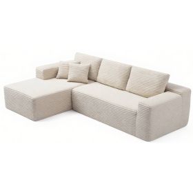 106.5" Modern Minimalist Modular Sectional Couch, Comfort L Shaped Sofa for Living Room, No Assembly Required (Color: Beige-with Standard, Orientation: 3-seater Left Hand Facing)