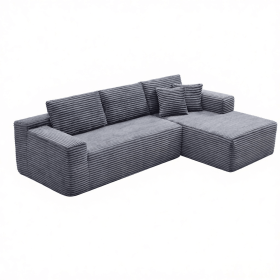 106.5" Modern Minimalist Modular Sectional Couch, Comfort L Shaped Sofa for Living Room, No Assembly Required (Color: Dark Gray-with Standard, Orientation: 3-seater Right Hand Facing)