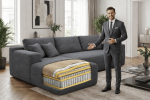 106.5" Modern Minimalist Modular Sectional Couch, Comfort L Shaped Sofa for Living Room, No Assembly Required