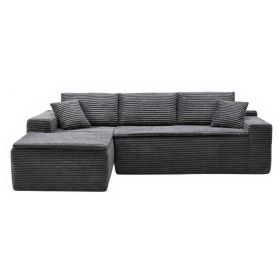 106.5" Modern Minimalist Modular Sectional Couch with Seat Cushion, Comfort L Shaped Sofa for Living Room, No Assembly Required (Color: Dark Gray-with Seat Cushion, Orientation: 3-seater Left Hand Facing)