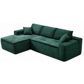 106.5" Modern Minimalist Modular Sectional Couch with Seat Cushion, Comfort L Shaped Sofa for Living Room, No Assembly Required (Color: Green-with Seat Cushion, Orientation: 3-seater Left Hand Facing)