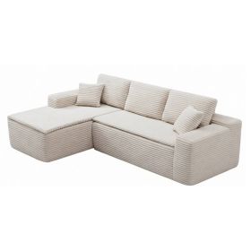 106.5" Modern Minimalist Modular Sectional Couch with Seat Cushion, Comfort L Shaped Sofa for Living Room, No Assembly Required (Color: Beige-with Seat Cushion, Orientation: 3-seater Left Hand Facing)