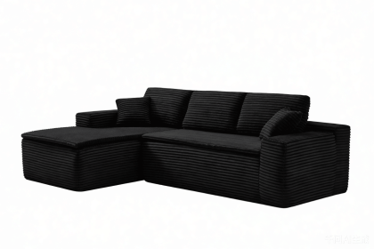 106.5" Modern Minimalist Modular Sectional Couch with Seat Cushion, Comfort L Shaped Sofa for Living Room, No Assembly Required (Color: Black-with Seat Cushion, Orientation: 3-seater Left Hand Facing)