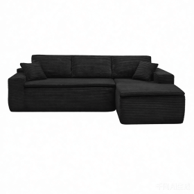 106.5" Modern Minimalist Modular Sectional Couch with Seat Cushion, Comfort L Shaped Sofa for Living Room, No Assembly Required (Color: Black-with Seat Cushion, Orientation: 3-seater Right Hand Facing)