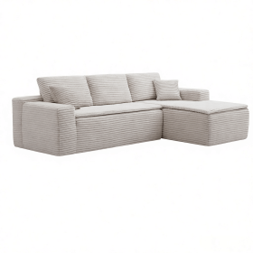 106.5" Modern Minimalist Modular Sectional Couch with Seat Cushion, Comfort L Shaped Sofa for Living Room, No Assembly Required (Color: Beige-with Seat Cushion, Orientation: 3-seater Right Hand Facing)