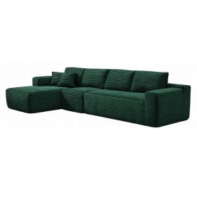 134" Modern Minimalist Modular Sectional Couch, Comfort L Shaped Sofa for Living Room, No Assembly Required (Color: Green-with Standard, Orientation: 4-seater Left Hand Facing)