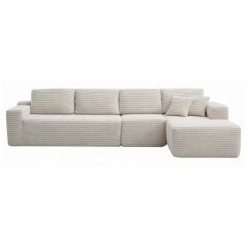 134" Modern Minimalist Modular Sectional Couch, Comfort L Shaped Sofa for Living Room, No Assembly Required (Color: Beige-with Standard, Orientation: 4-seater Right Hand Facing)