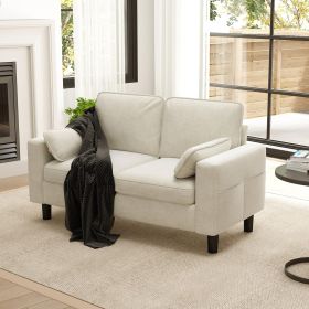 PPL Loveseat Sofa Chair - 56" Modern Accent Chairs with Arm, Living Room Couch with Side Pocket (Color: Beige)