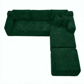 106.5" Modern Minimalist Modular Sectional Couch with Ottoman, Comfort L Shaped Sofa for Living Room, No Assembly Required (Color: Green-with Ottoman, Orientation: 3-seater Right Hand Facing)