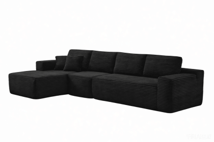 134" Modern Minimalist Modular Sectional Couch, Comfort L Shaped Sofa for Living Room, No Assembly Required (Color: Black-with Standard, Orientation: 4-seater Left Hand Facing)