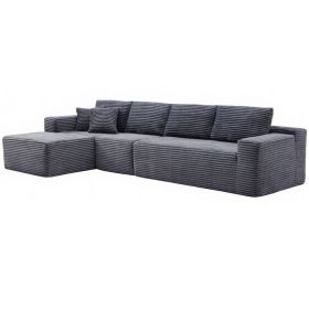 134" Modern Minimalist Modular Sectional Couch, Comfort L Shaped Sofa for Living Room, No Assembly Required (Color: Dark Gray-with Standard, Orientation: 4-seater Left Hand Facing)