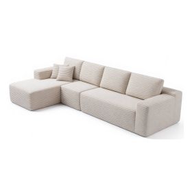 134" Modern Minimalist Modular Sectional Couch, Comfort L Shaped Sofa for Living Room, No Assembly Required (Color: Beige-with Standard, Orientation: 4-seater Left Hand Facing)