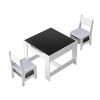 Kids Table and 2 Chairs Set, Toddler Table and Chair Set with Storage Space under the Table, Cloth Storage Box under the Chairs, Wooden Desk for Art