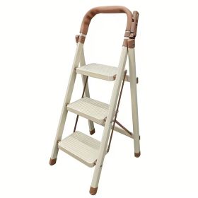 330 lbs Heavy Duty Folding Step Ladder, 3/5 Step Stool with Wide Anti-Slip Steps and Handrail, Portable Space Saving Ladder for Home, Kitchen (Step: 3 Step)