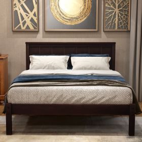 Platform Bed Frame with Headboard , Wood Slat Support , No Box Spring Needed (Color: Espresso)