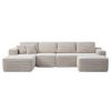 134" Modern Minimalist Modular Sectional Couch with Ottoman, Comfort L Shaped Sofa for Living Room, No Assembly Required