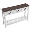 47 in Console Table, Farmhouse Desk Behind the Couch with Drawers and Bottom Storage Shelf, Wooden Rectangle Entrance Narrow Sofa Table for Hallway
