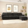4-Seater Modern Beige Fabric Modular Cloud Sofa with Ottoman, Sectional Sofa, Chenille Cloud Couch Deep Seat for Living Room