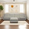 4-Seater Modern Beige Fabric Modular Cloud Sofa with Ottoman, Sectional Sofa, Chenille Cloud Couch Deep Seat for Living Room