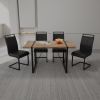 55 " Dining Table Rural Industrial Rectangular MDF Dark Wood Set and PU Armless Dining Chair Set 4, Kitchen Black Metal Table Leg Dining Chair Set