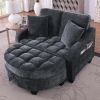 Sofa with Sleep Function, Small Sofa, Chaise Longue, 2-in-1 Sofa Bed Storage Stool & 4 Cushions, for Small Living Room