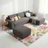 106.5" Modern Minimalist Modular Sectional Couch with Ottoman, Comfort L Shaped Sofa for Living Room, No Assembly Required
