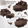 Sofa with Sleep Function, Small Sofa, Chaise Longue, 2-in-1 Sofa Bed Storage Stool & 4 Cushions, for Small Living Room