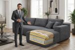 106.5" Modern Minimalist Modular Sectional Couch with Ottoman, Comfort L Shaped Sofa for Living Room, No Assembly Required