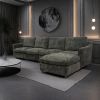 4-Seater Modern Beige Fabric Modular Cloud Sofa with Ottoman, Sectional Sofa, Chenille Cloud Couch Deep Seat for Living Room