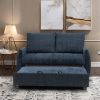57.48" Big Size Sofa Bed Line Fabric Futon Couch with Adjustable Backrest, Modern Loveseat Sofa Sleeper for Living Room