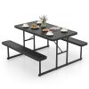 Picnic Table Bench Set for 2-4 People Outdoor Rectangular Camping Dining Table