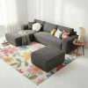 106.5" Modern Minimalist Modular Sectional Couch with Ottoman, Comfort L Shaped Sofa for Living Room, No Assembly Required