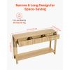 47 in Console Table, Farmhouse Desk Behind the Couch with Drawers and Bottom Storage Shelf, Wooden Rectangle Entrance Narrow Sofa Table for Hallway