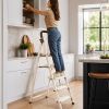 330 lbs Heavy Duty Folding Step Ladder, 3/5 Step Stool with Wide Anti-Slip Steps and Handrail, Portable Space Saving Ladder for Home, Kitchen