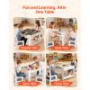 Kids Table and 2 Chairs Set, Toddler Table and Chair Set with Storage Space under the Table, Cloth Storage Box under the Chairs, Wooden Desk for Art