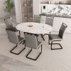 47-63" expandable circular dining table set for 4-6 people