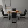 55 " Dining Table Rural Industrial Rectangular MDF Dark Wood Set and PU Armless Dining Chair Set 4, Kitchen Black Metal Table Leg Dining Chair Set