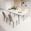 47"-63" expandable dining table set for 2-6 people, equipped with PU fabric thick cushioned dining chair and an elegant and spacious dining table