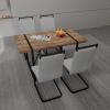55 " Dining Table Rural Industrial Rectangular MDF Dark Wood Set and PU Armless Dining Chair Set 4, Kitchen Black Metal Table Leg Dining Chair Set