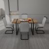 55 " Dining Table Rural Industrial Rectangular MDF Dark Wood Set and PU Armless Dining Chair Set 4, Kitchen Black Metal Table Leg Dining Chair Set