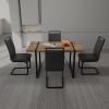 55 " Dining Table Rural Industrial Rectangular MDF Dark Wood Set and PU Armless Dining Chair Set 4, Kitchen Black Metal Table Leg Dining Chair Set