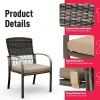 Pamapic Outdoor Dining Sets for 4 with Iron Frame & Rattan Backrest