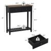 PPL Console Table for Entryway with 2 Drawers, 30 Inch Long Entryway Table w/Open Storage Shelves and Handmade Metal Handle