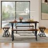 5-Piece Dining Room Set Industrial Rectangular Kitchen Table with 2 Benches and 2 Stools